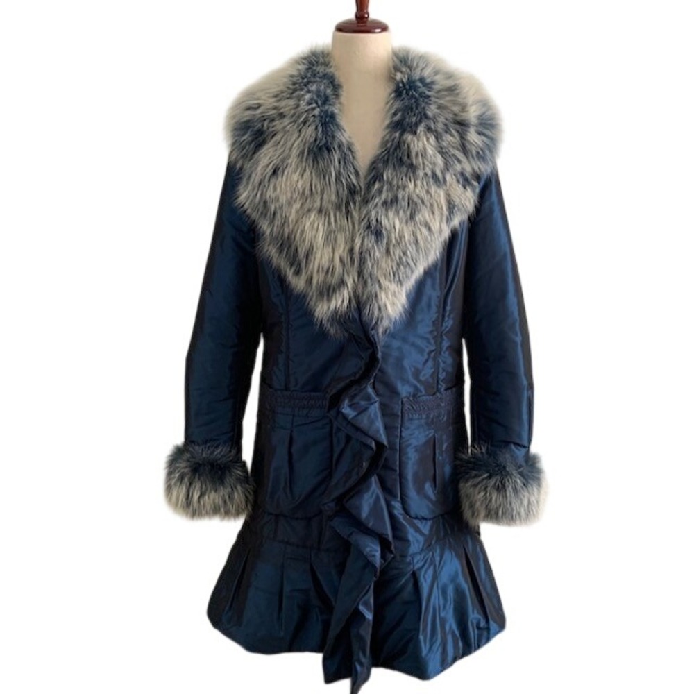 Madre Perla Firenze Fur Collar Jacket Size 44 US 8 Penny Lane Mob Wife Italian